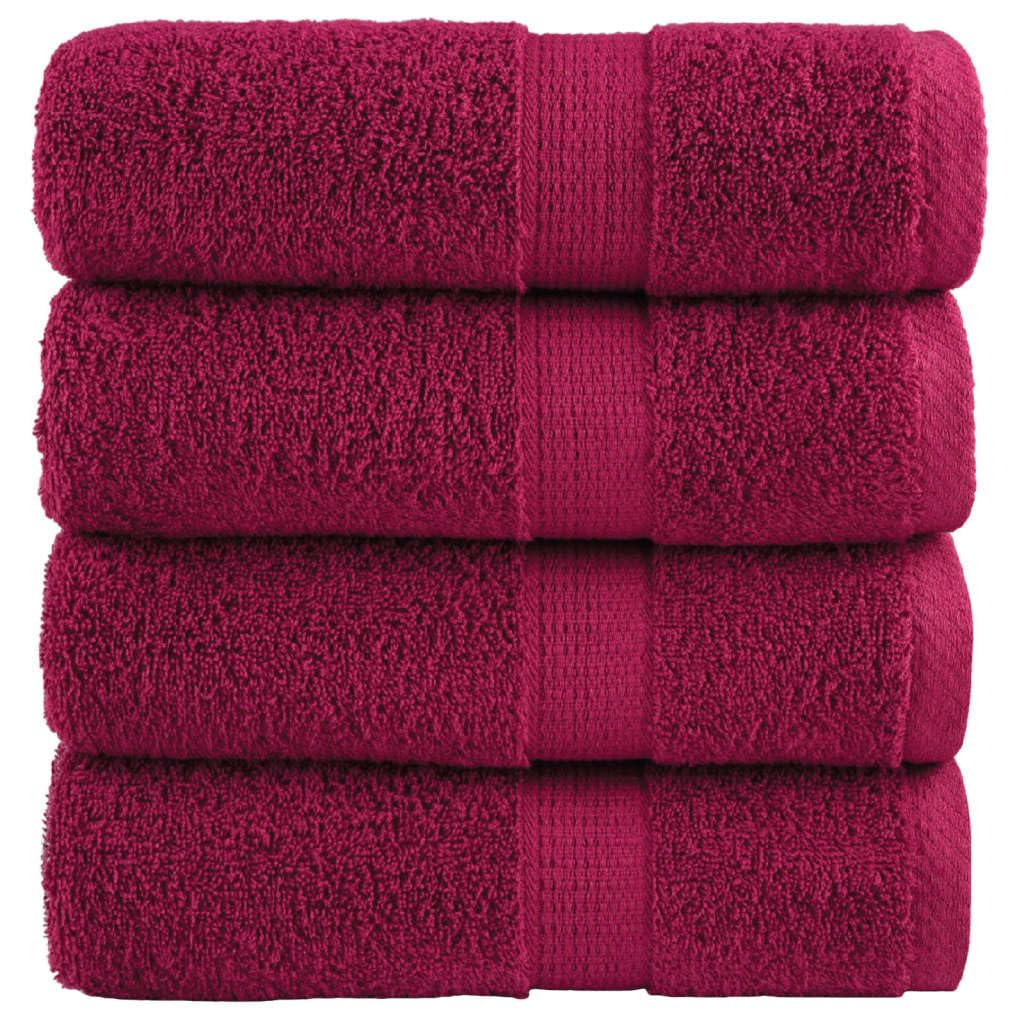 Premium-Waschtücher SOLUND 4 Stk. Bordeaux 30x30 cm 600 g/m², saugstark, weich, flauschig, schnelltrocknend, aus Baumwolle für Bad, Sauna, Fitnessstudio und Wellness