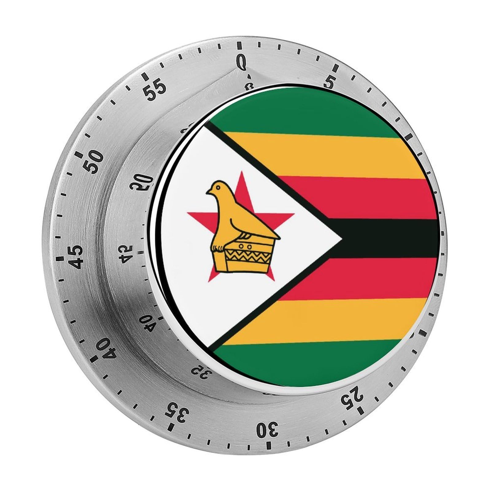 Zimbabwe Flag Funny Timer 60 Minute Countdown Timer Mechanical Time Management Tool for Kitchen Work