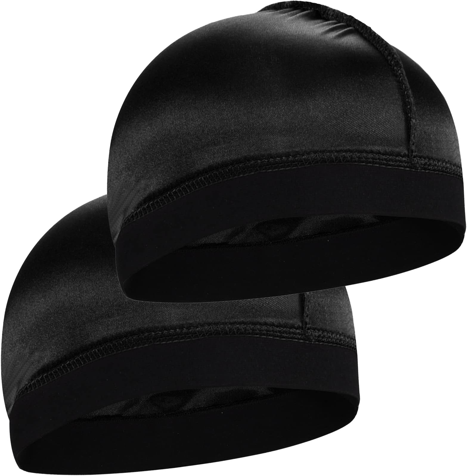 2PCS Silky Stocking Wave Cap for Men, Good Compression Over Durag, Thick Hair Style, 2pcs Black-thick Hair Style, Thick Hair Style