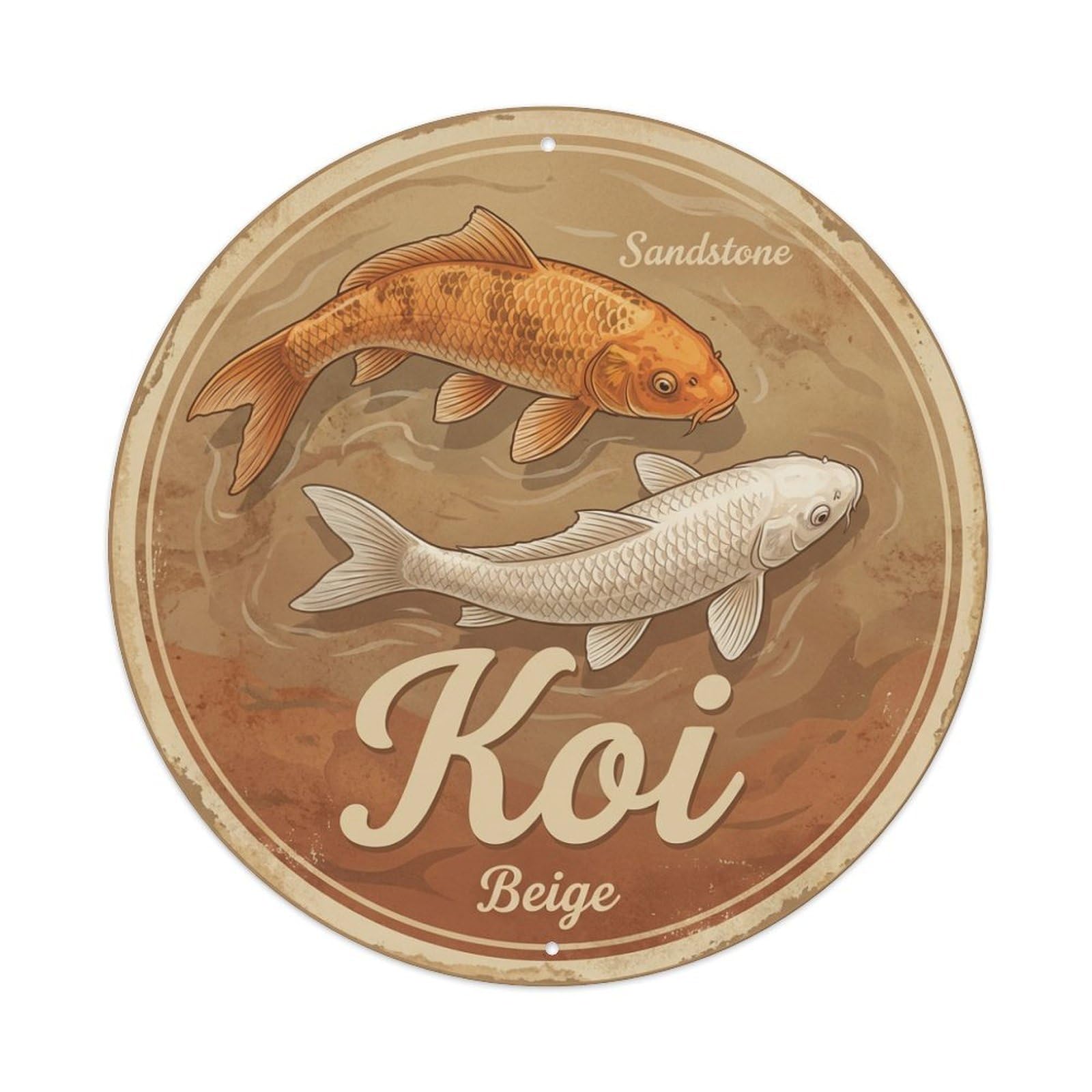 Koi Fish Sandstone Beige Waters Desert Warm Earthy Natural Metal Tin Sign