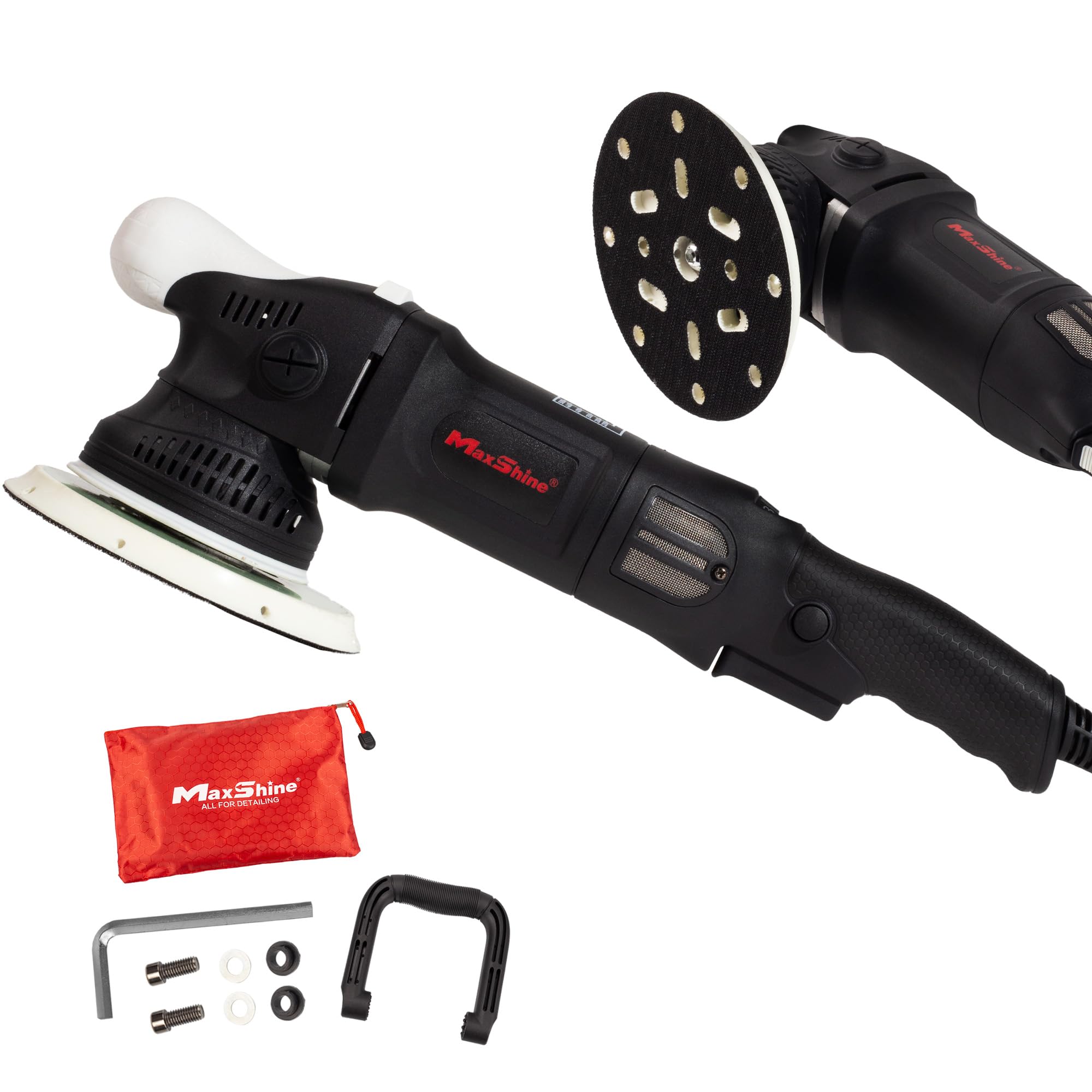 Maxshine ShineMaster 21mm/1000 Watt M21 Pro DA Polisher - Includes Free Canvas Bag, 6" PU Hook & Loop Backing Plate