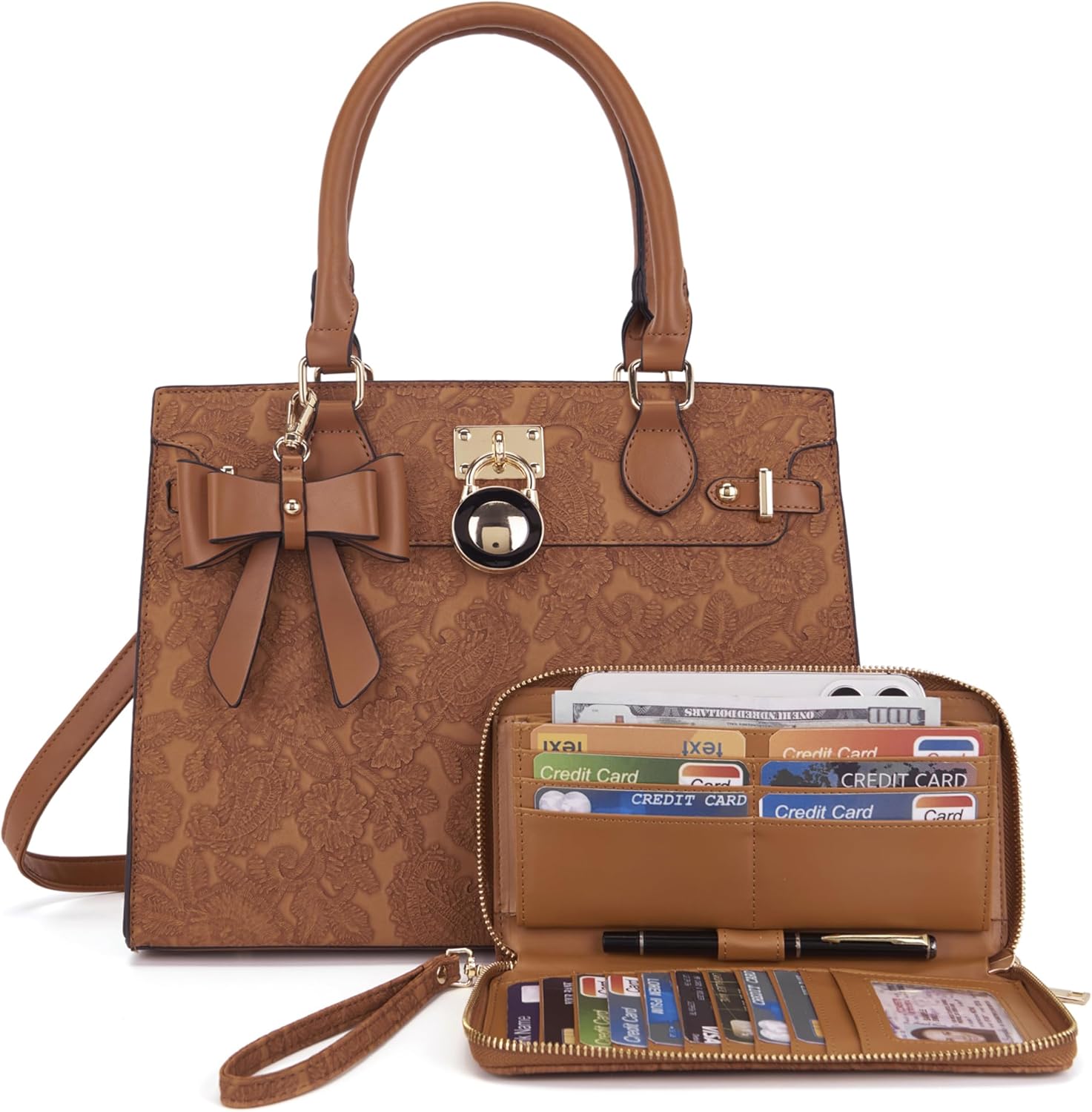 Qiyuer Women Handbags Set Top Handle Satchel Tote Shoulder Work Bag Ladies Purses With Matching Clutch Wallet 2PCS - Image 6