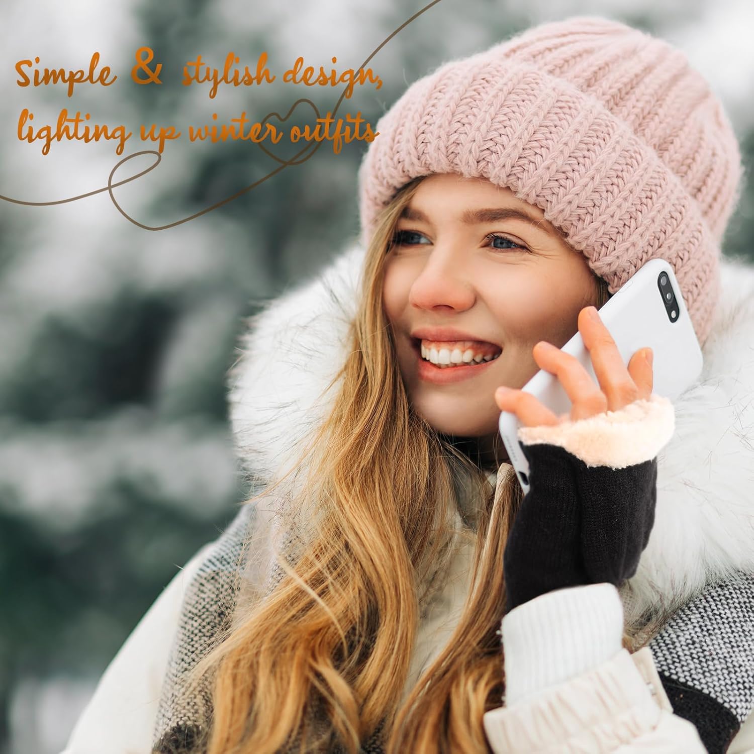 Tavaleu Womens Winter Fingerless Gloves for Men Women Convertible Thermal Knit Touchscreen Gloves with Flip Cover - Image 7