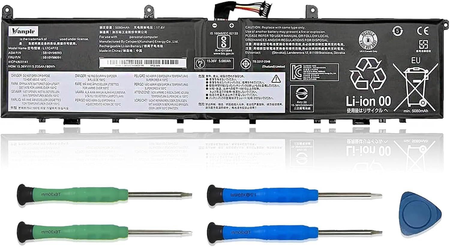 L17C4P72 Laptop Battery,15.36V 80Wh 5235mAh Compatible with Lenovo ThinkPad X1 Extreme 1st Gen/2nd Gen ThinkPad P1 1st Gen/2nd Gen Series L17M4P72 01AY968 01AY969 L18M4P71 01YU911 5B10V98091
