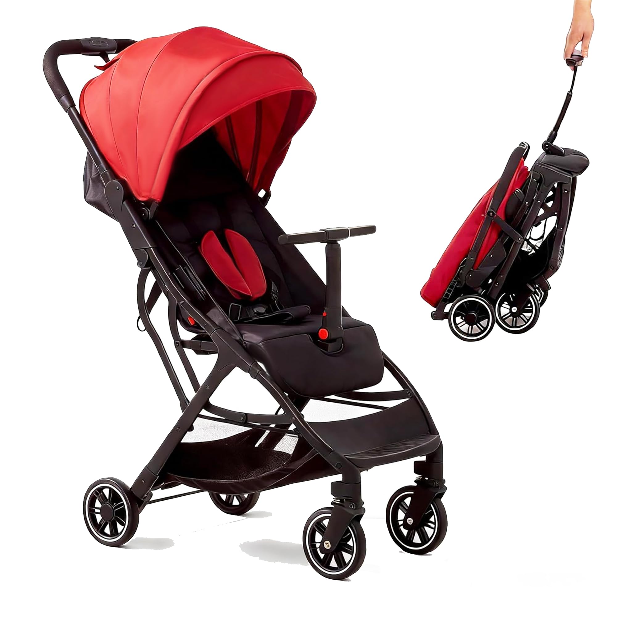 COOL KIDS Lightweight Travel Stroller,Red Foldable Baby Stroller