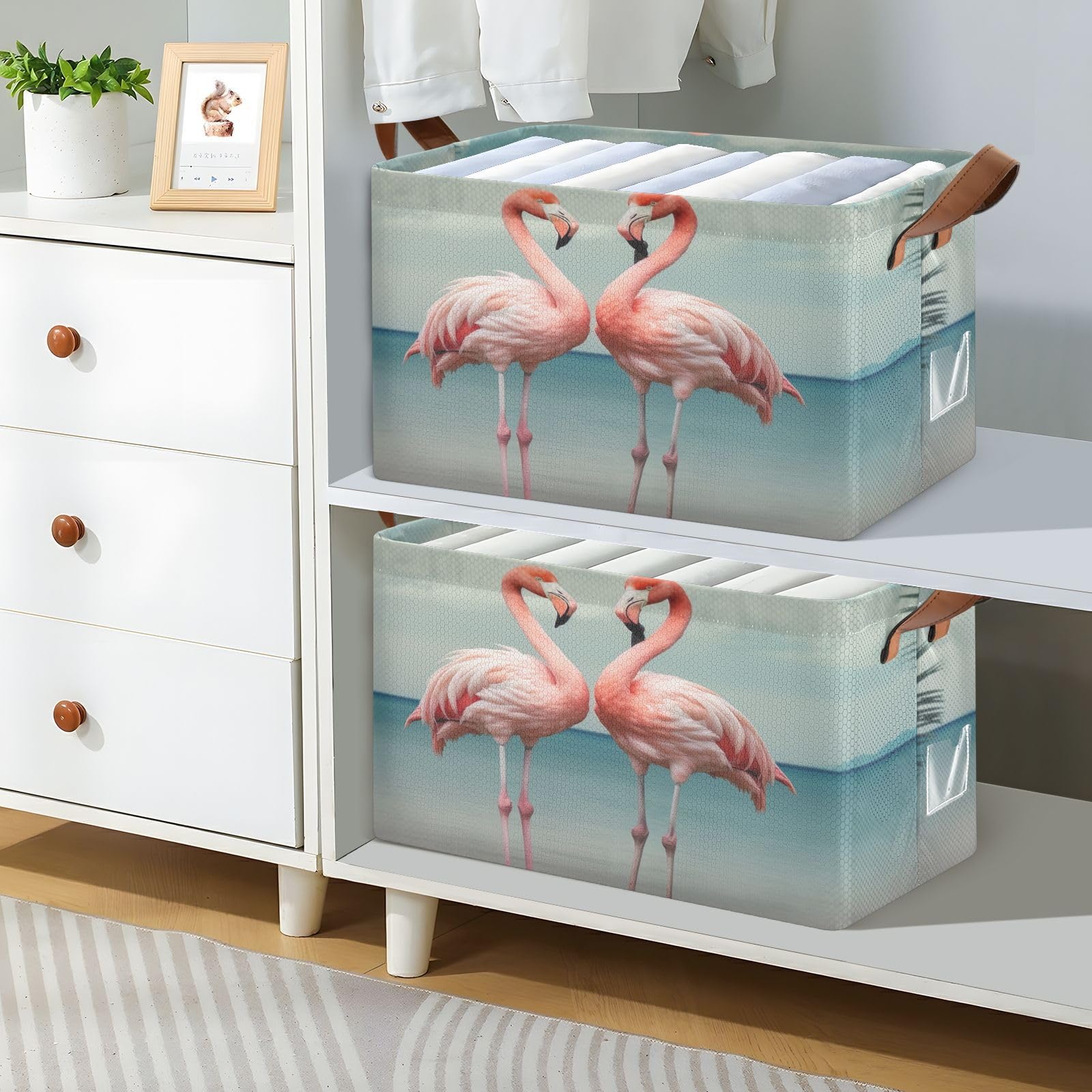 Amazon.com - KEEPREAL Tropical Pink Flamingos Storage Basket Bin