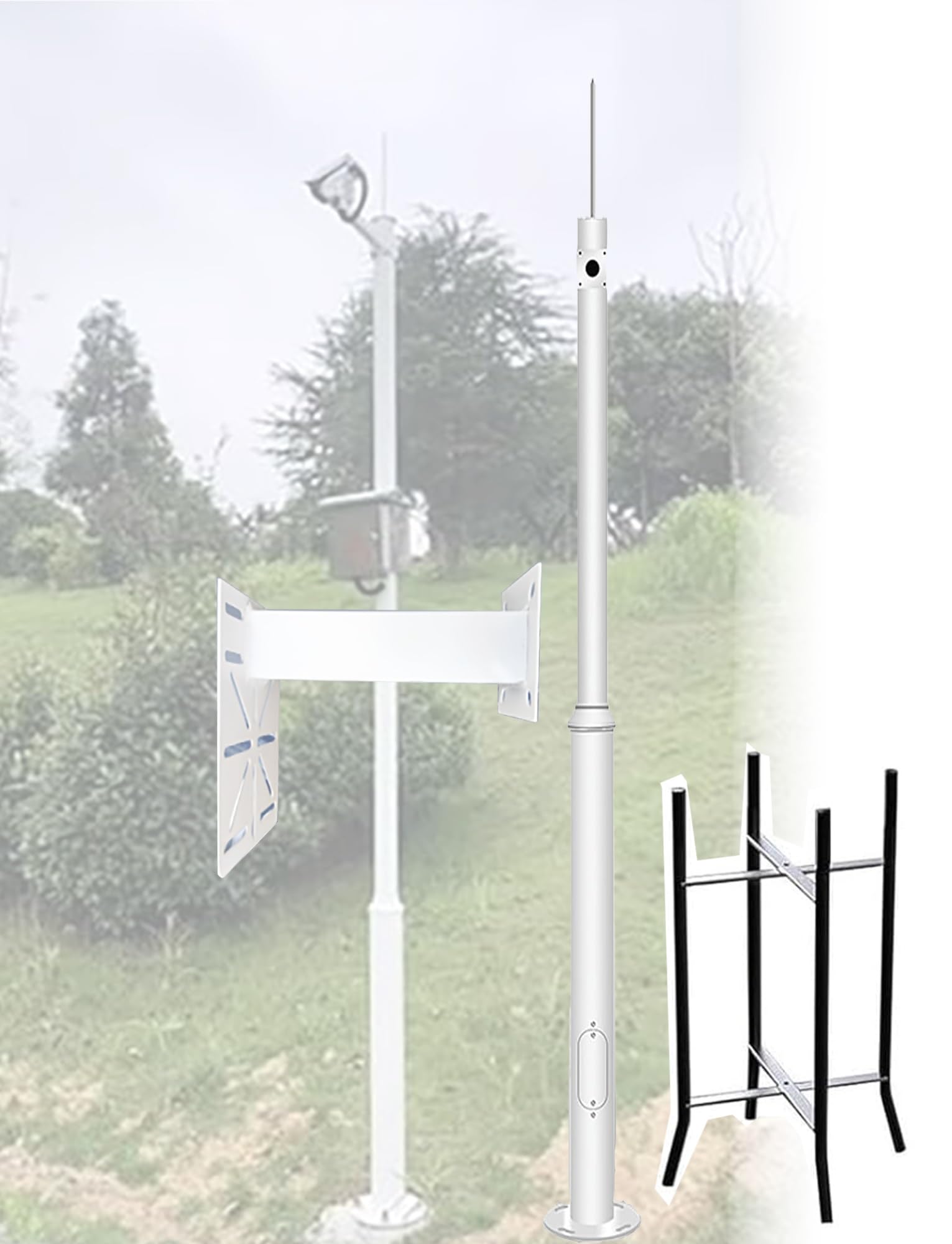 Zewnętrzny uchwyt ścienny do kamer bezpieczeństwa z kopułą ze stali ocynkowanej, kolumna 400 cm (157,5 cala), zdejmowany i regulowany system mocowania do ogrodu, werandy, tarasu lub wszystkich