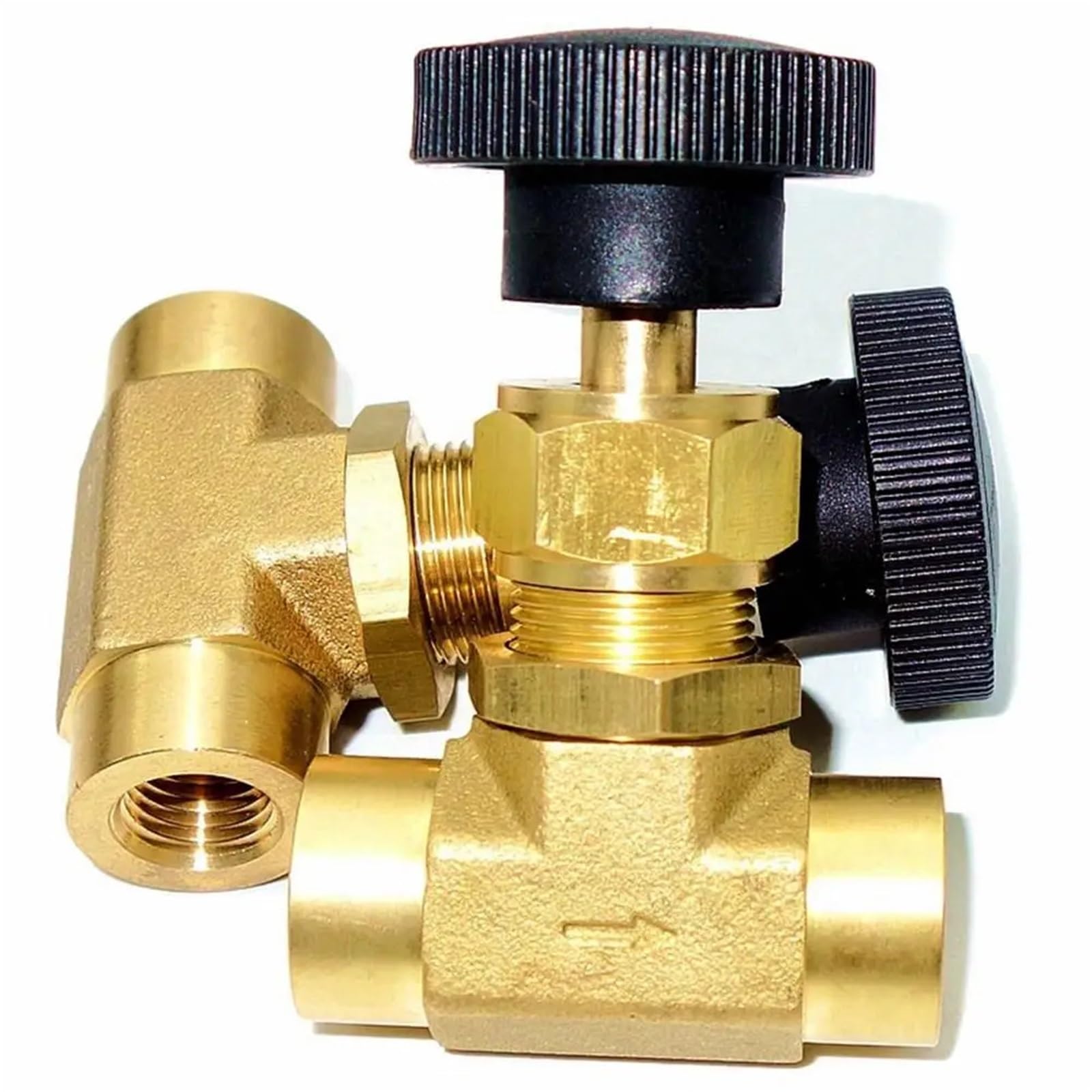 Zawór iglicowy z mosiądzu NPT żeński 1/4" z kontrolą przepływu, ciśnienie 3000 PSI, manometr do propanu, wody, oleju napędowego, paliwa