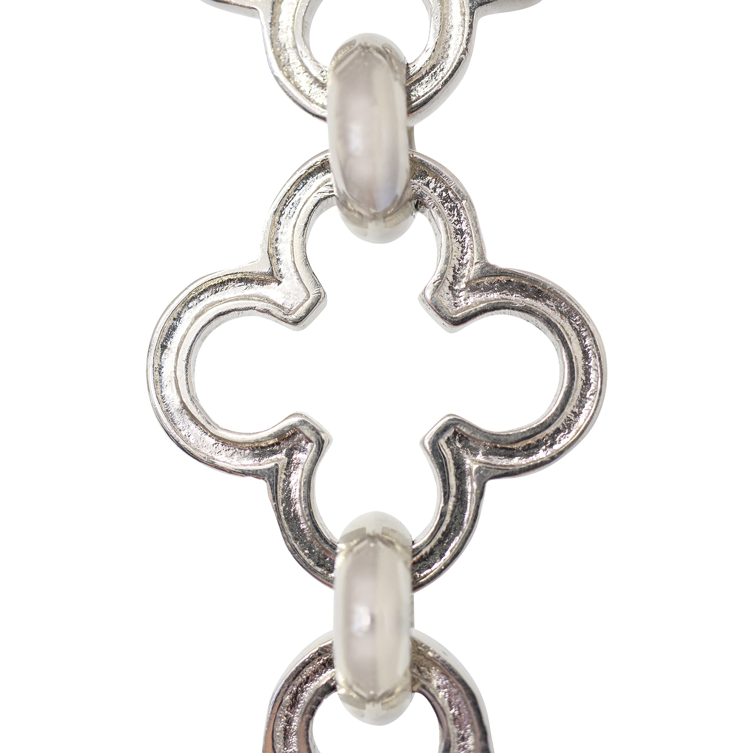 RCH Hardware Decorative Polished Nickel Solid Brass Chain for Hanging, Lighting - Cross Clover Design Unwelded Links (1 Foot)