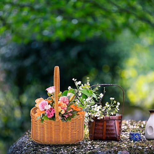 Miniatura 8 de UPKOCH Cesta de picnic, cesta de almacenamiento, cesta de frutas, cesta decorativa para flores, cesta tejida a mano, cesta de comestibles de mano,