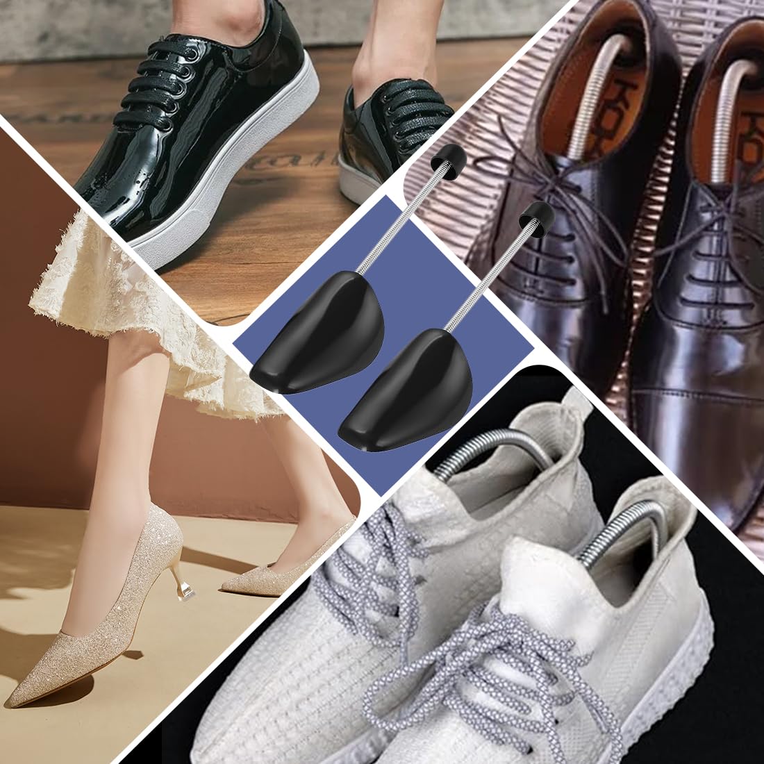 Hormas para zapatos,Los árboles para zapatos con resortes, tensores automáticos telescópicos y ajustables evitan la deformación y se adaptan a los tamaños 40 a 46.