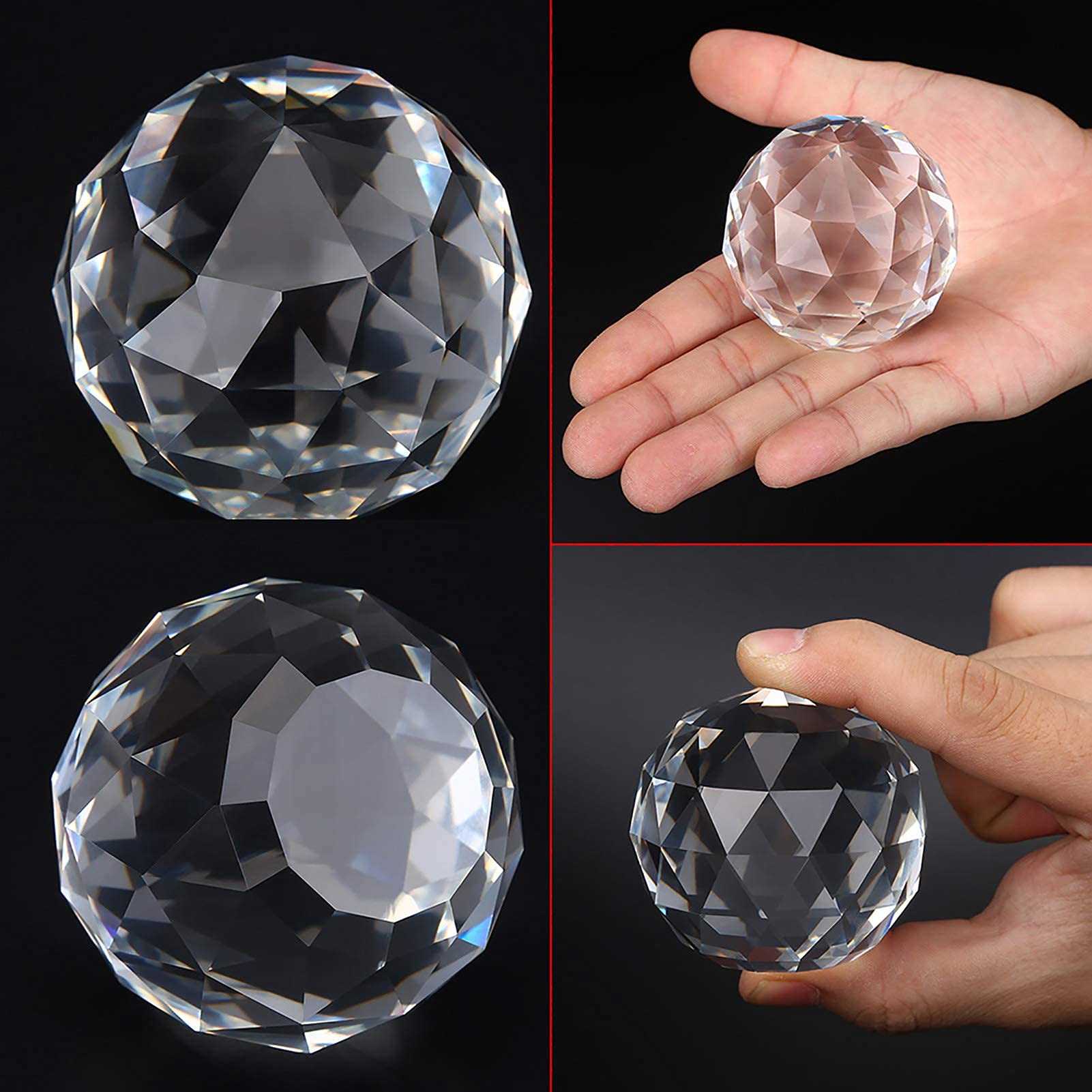 Prisma di a Taglio Trasparente - Sfera di Vetro per Osservazione Sfaccettata, Suncatcher per Finestre (80MM/3.15in)