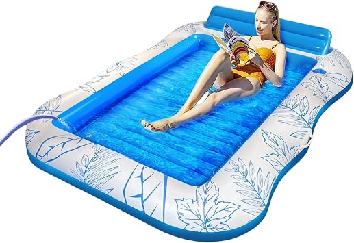 Pool Floats - Inflatable Tanning Pool | Inflatable Floating Water Hammock | Portable Pools Raft With Cup Holder For Tanning Water Play Vacation Backyard Travel River Beach And Lake