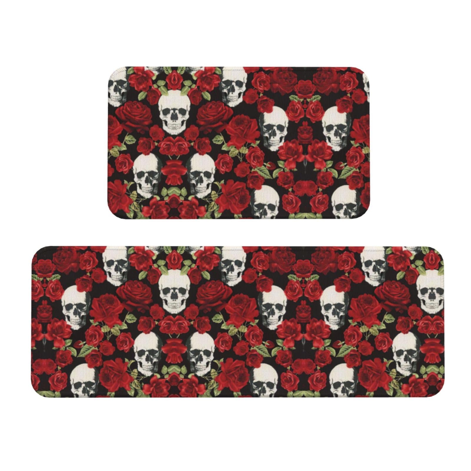 Tapis de sol antidérapant contre la fatigue tête de mort rose imperméable