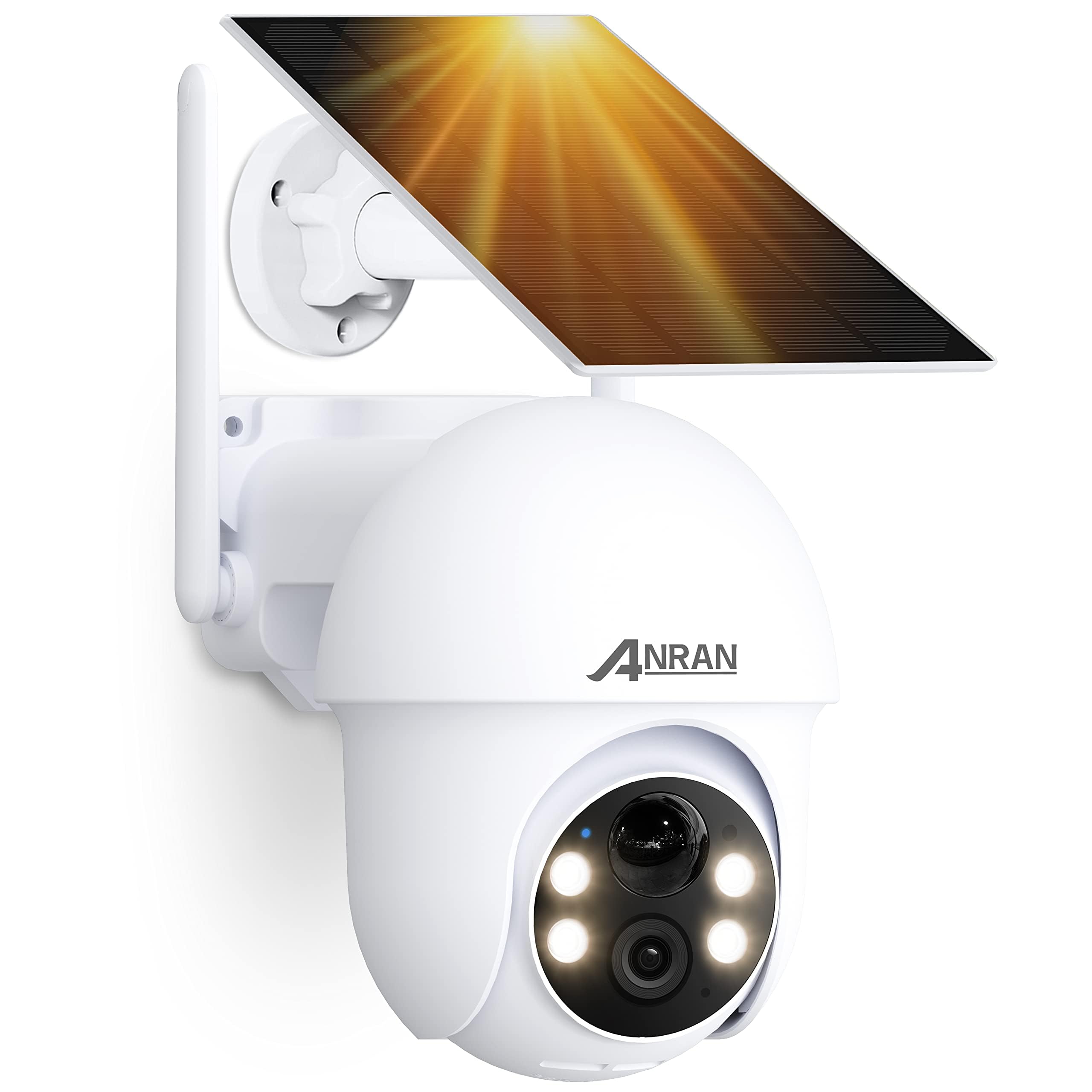 ANRAN Solar Security Camera Outdoor, 5MP Security Camera Wireless Outdoor, Battery Powered Cam 2.4G WiFi 360° View Pan Tilt, with Alexa, Night Vision, PIR Human Detection, 2 Way Talk, IP65, SD/Cloud