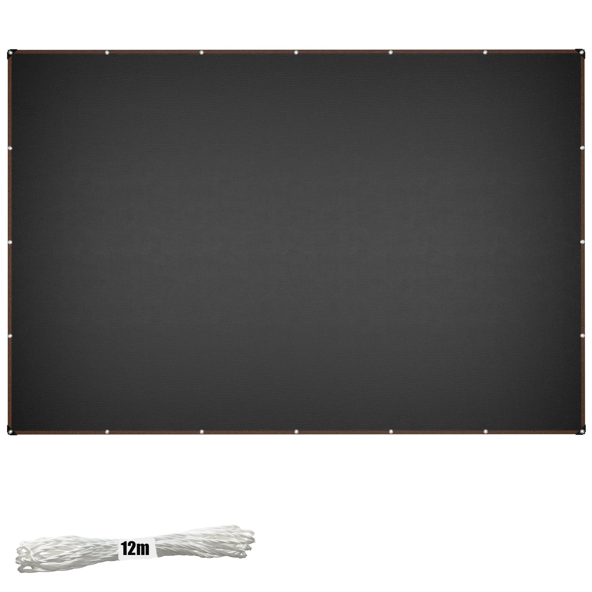 Tenda da sole da giardino, 4 x 6 m, rettangolare, in tela con occhielli e 12 m, resistente al vento, rete ombreggiante in HDPE da 150 g/m², protezione dai raggi UV, per terrazza, balcone