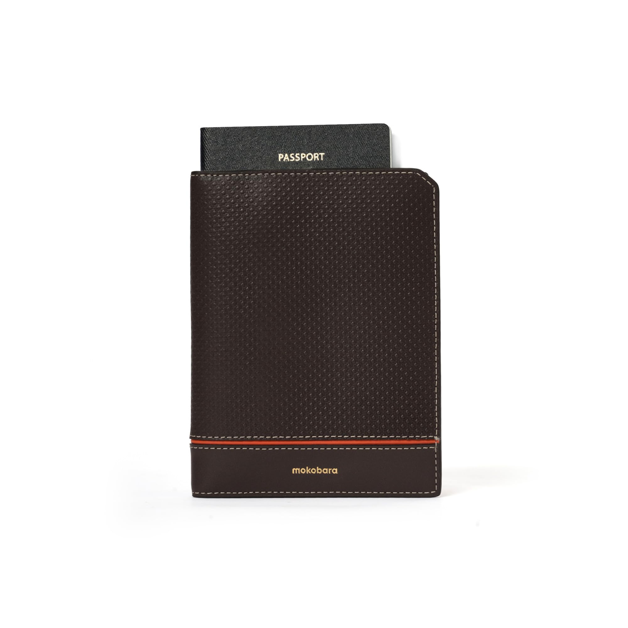 Stash Passport Sleeve | Unisex | Geometric Textured | Genuine Leather | RFID Protected | ID Window | Passport Slot | Ka-Ching (Brown)-image-35