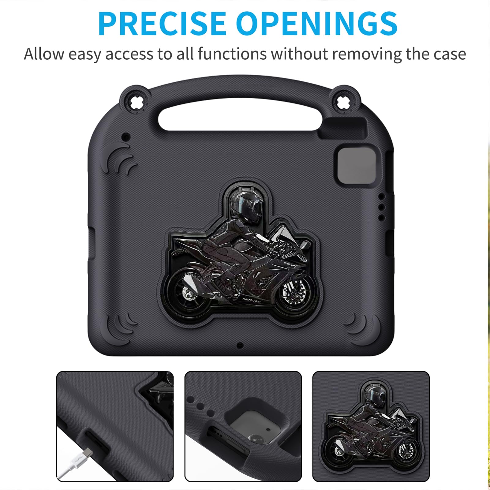 Custodia Protettiva in EVA per Bambini, Copertura per Tablet Antiurto, Protezione Totale Contro la Caduta del Corpo con Supporto e Maniglia, per 10a 11a Generazione e Altre Serie (BLACK)