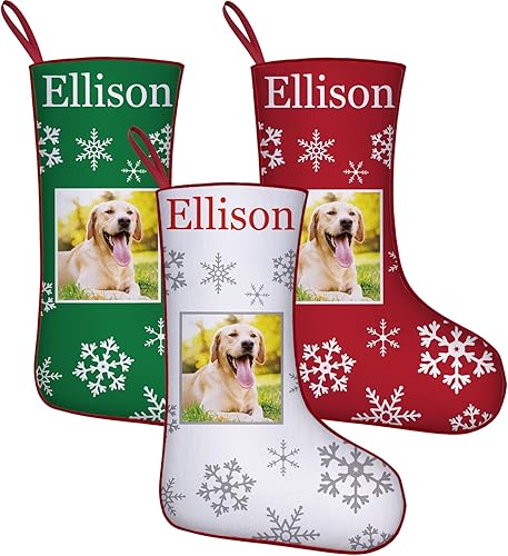 Miniatura 8 de GBVllexuii Medias de Navidad con nombre personalizado en forma de pata de hueso de perro foto personalizada 1 2 3 4 5 medias colgantes de Navidad 1