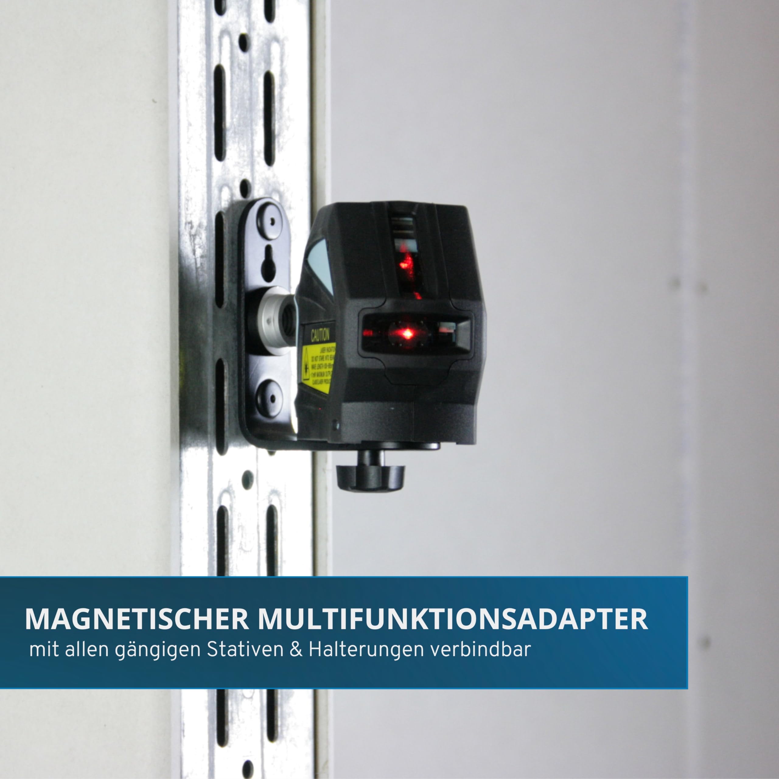 Linienlaser L1 - Roter Kreuzlinienlaser mit magnetischer Halterung (Multifunktions-Adapter), sichtbarer Arbeitsradius bis 15 m, 3 x AA-Batterie, in Tasche