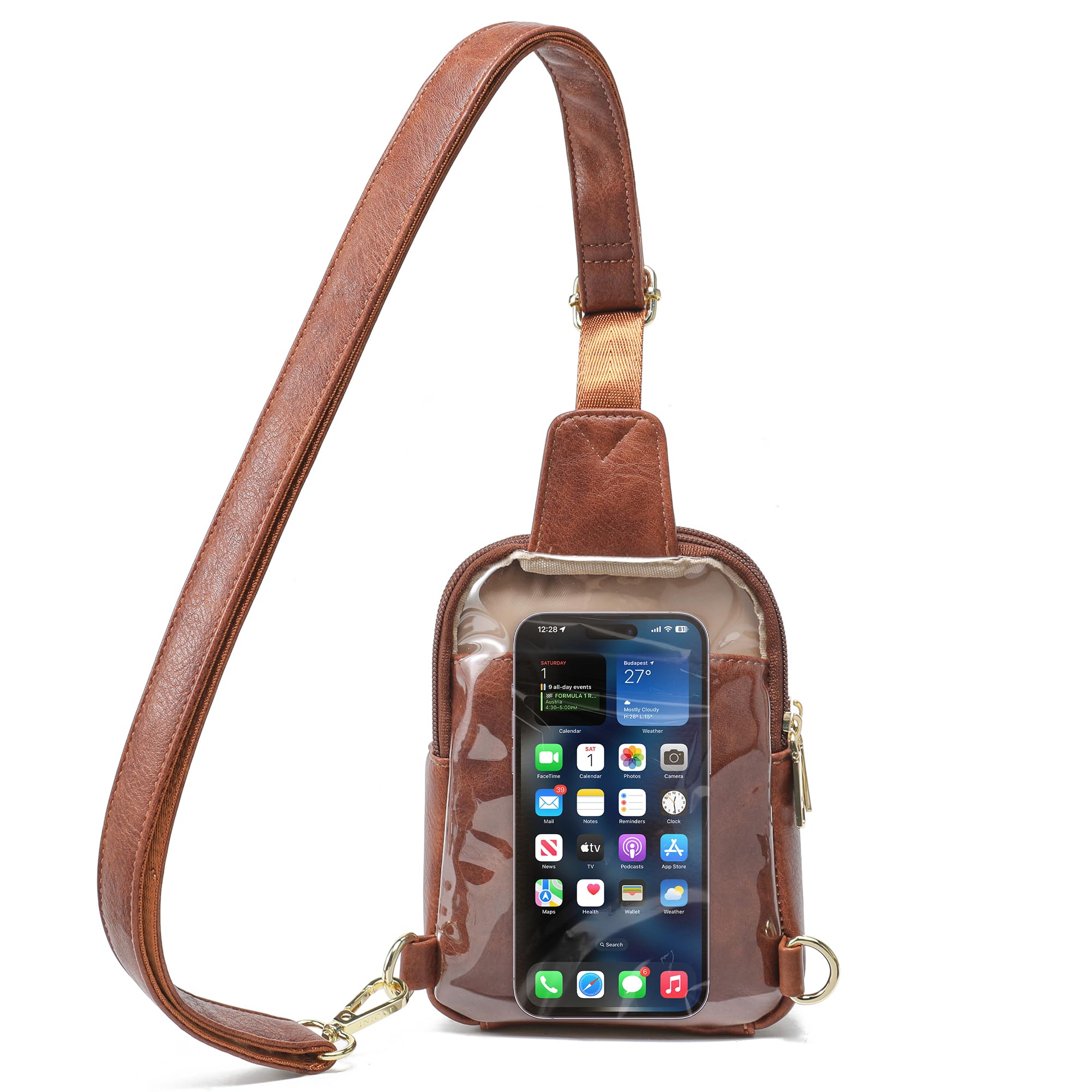 AOCINA INICAT Small Sling Bag Crossbody Vegan Leather Fanny Packs for Women Fashionable Chest Bag for Travel