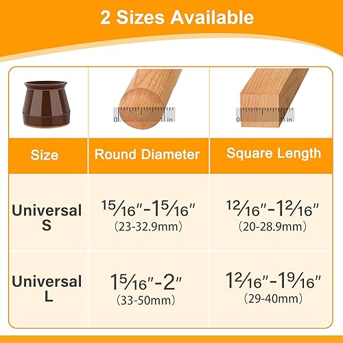 Miniatura 7 de Ansible 24 protectores cuadrados extra grandes para patas de silla, almohadillas de fieltro para muebles, fundas de silicona para sillas,