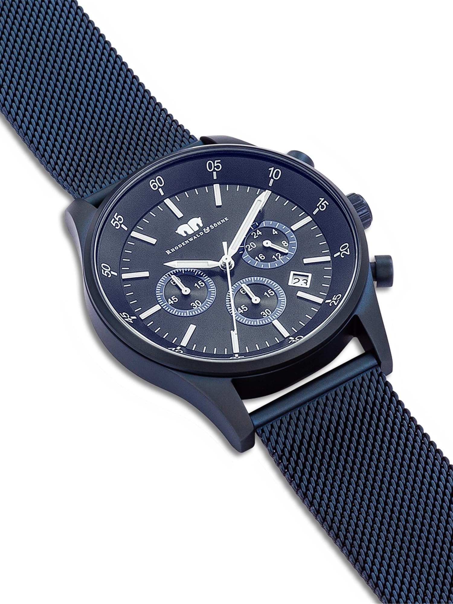 Rhodenwald & Söhne Herren Uhr Edelstahl blau Quarzwerk 5 ATM