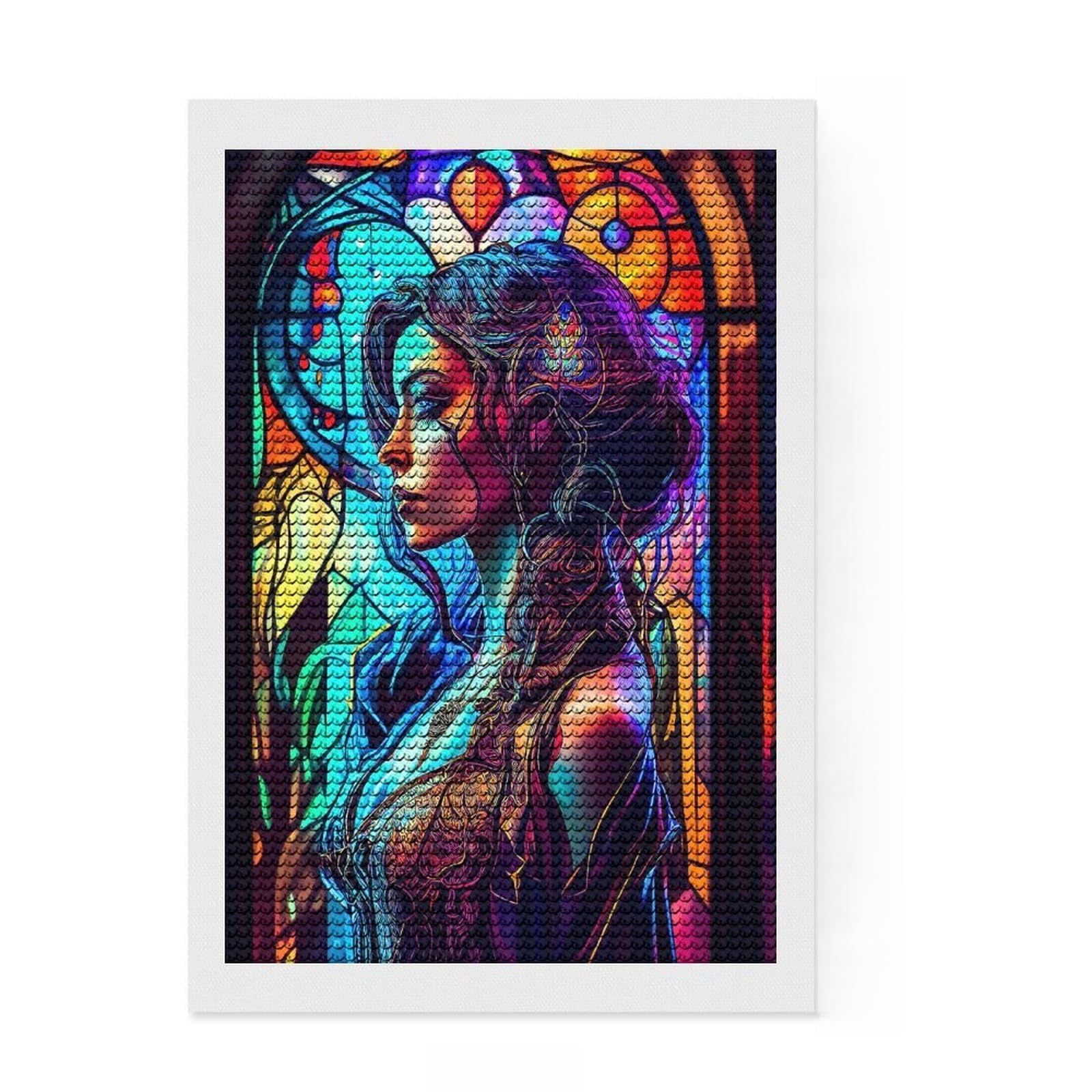 Junmoney Fantasy Girl Diamond Painting Kit 8"x12", for Teens, Living Room Decor, Calming Craft to Unwind, Holiday Gift Idea