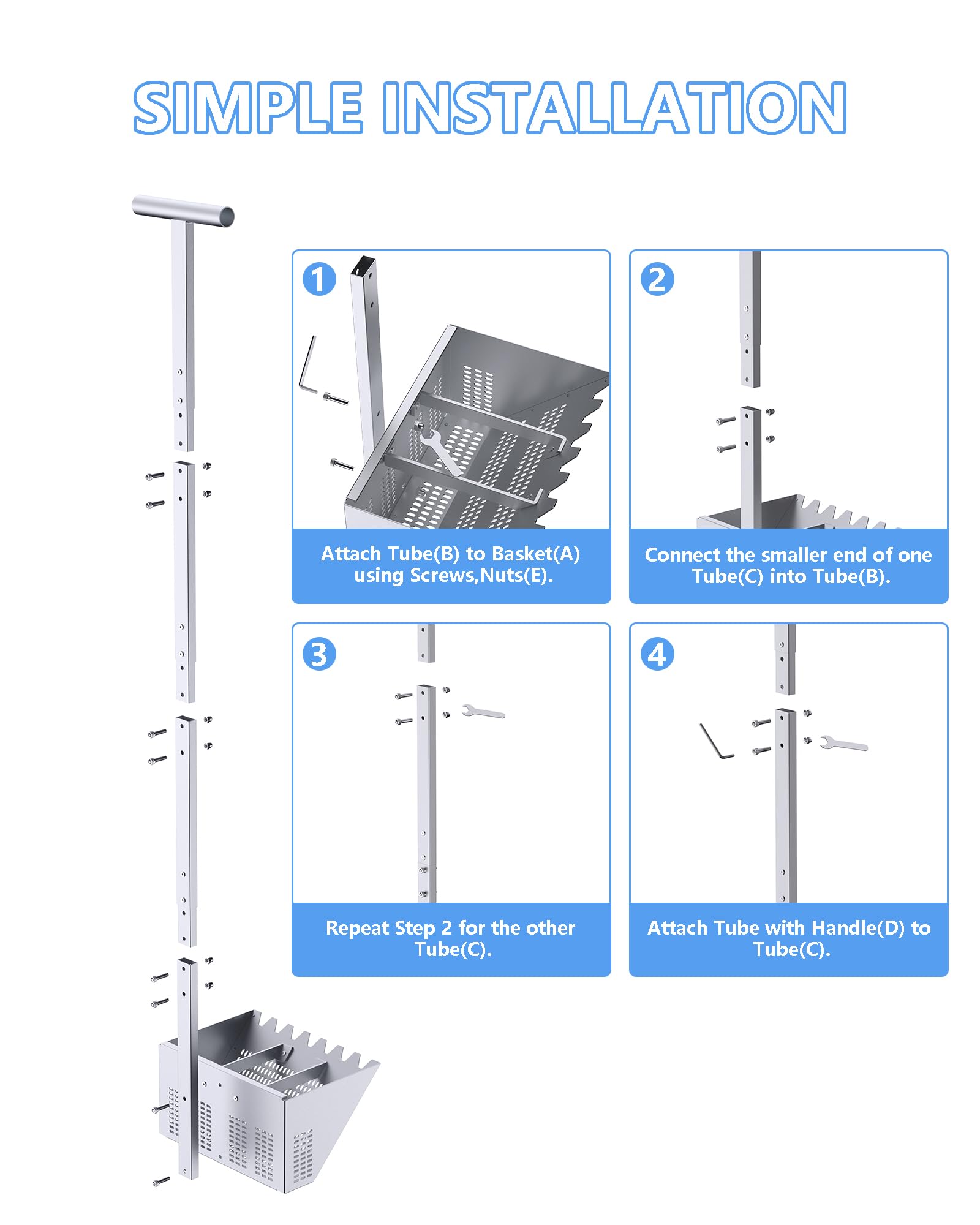 Snapklik.com : MUSVOH Sand Rake 47.5Beach Sand Rake Aluminium Alloy