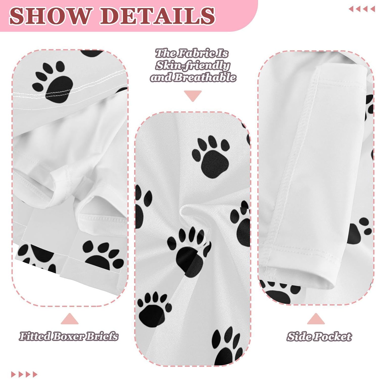 visesunny Animal Cat Dog Pawprints Girl's Golf Skirt Athletic Tennis Skort Sport Activewear with Double Layer Pockets