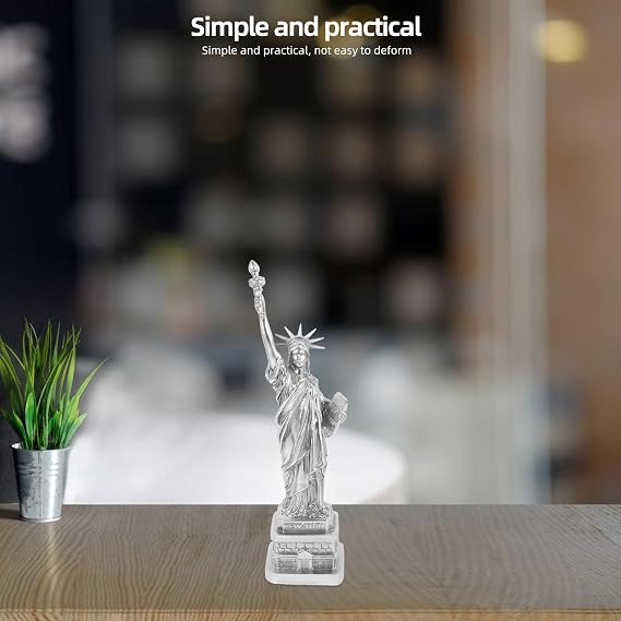 Silver Resin Statue of Liberty Desktop Ornament, Realistic Goddess Sculpture for Home and Office Decoration, Safe and Convenient to Use, Chic Delicate Design