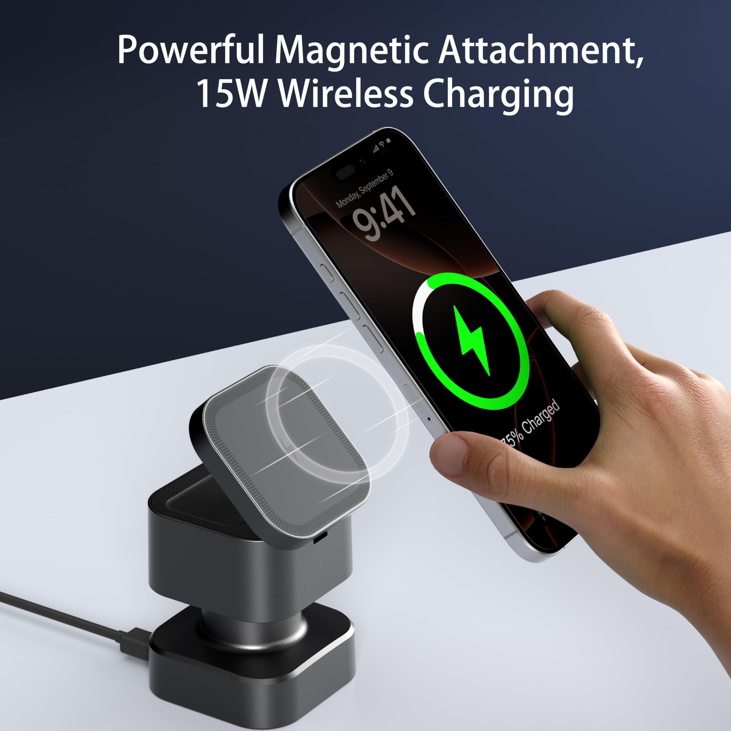 Station de Recharge magnétique sans Fil 4 en 1 pour Apple, Chargeur Rapide Pliable 15W avec veilleuse réglable, Support de Recharge sans Fil en pour iPhone 17/16/15/14/13/12, Apple Watch et AirPods