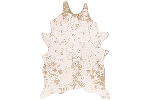 White and Gold Animal Print Rug