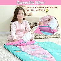 Vista 6 de Cloele Tapete para siesta para niños pequeños, tapete para siesta de sirenas para preescolar con almohada extraíble y manta - 53 x 21 pulgadas