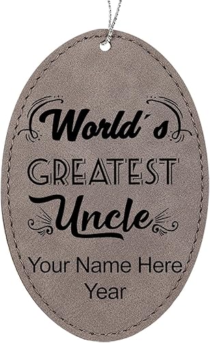 Miniatura 11 de LaserGram Adorno de Navidad personalizado, el tío más grande del mundo, piel sintética, idea de regalo personalizada grabada con láser (forma Negro