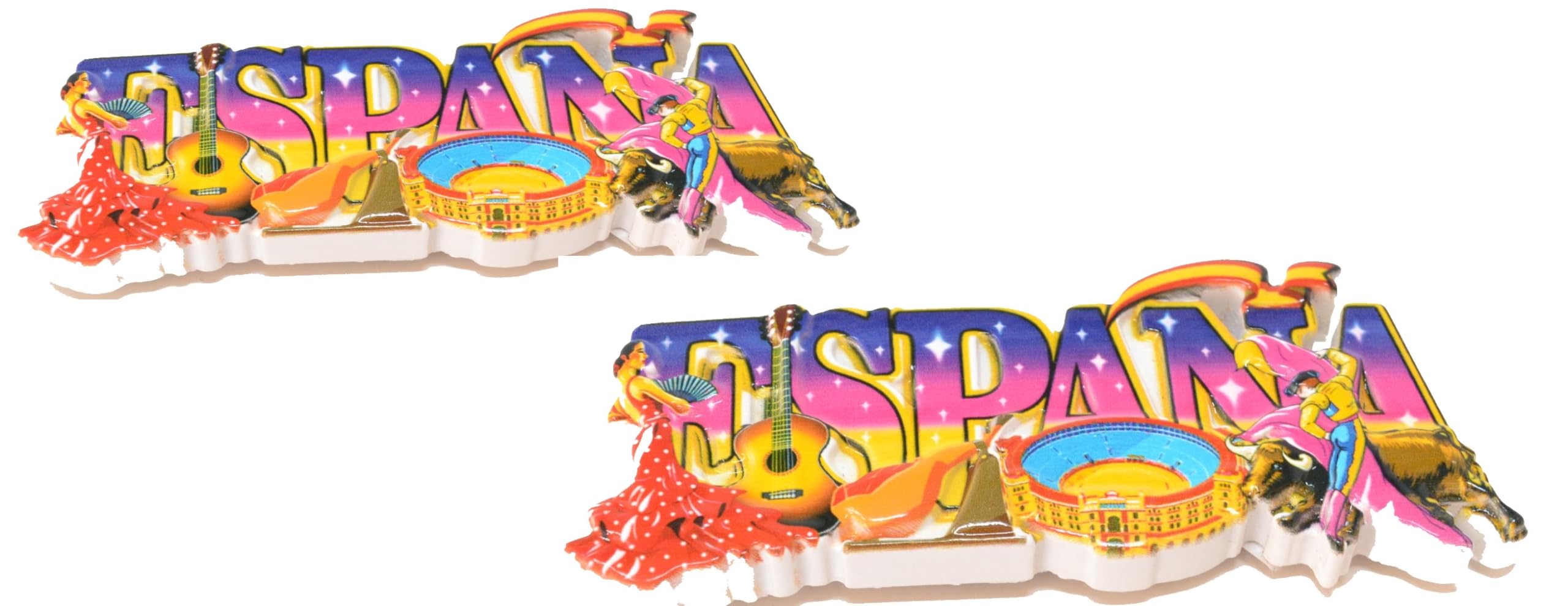 Doble España – Spanish Souvenir, Flamenco Dancer, Bullring, Bullring, Ham, Fridge Magnet, (9 cm x 4 cm)