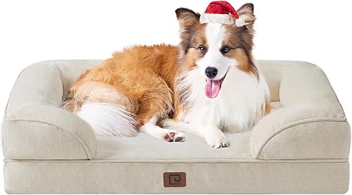 EHEYCIGA - Cama ortopédica para perro grande, impermeable, de espuma viscoelástica y espuma tipo caja de huevos, bordes elevados, antideslizante