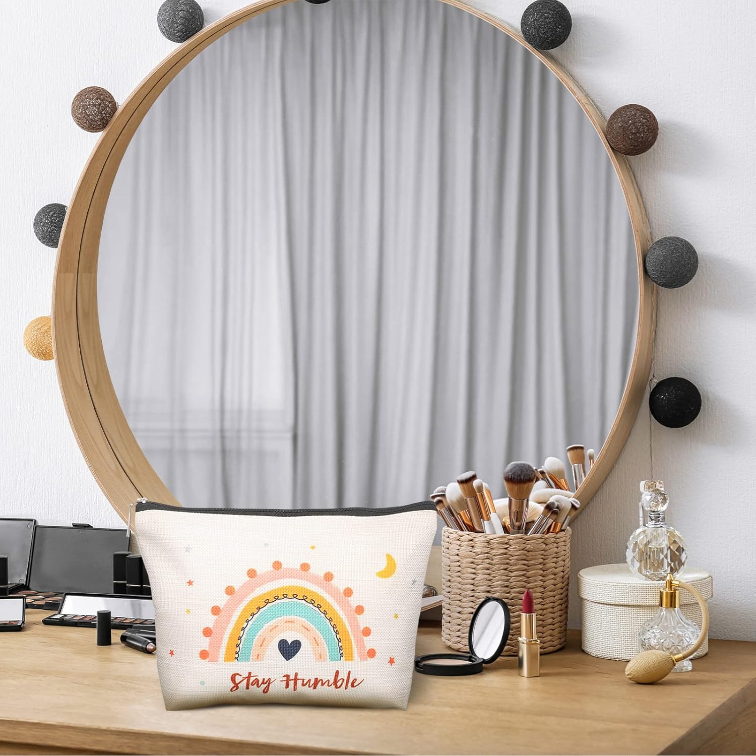 Chengu 6 Pcs Big Canvas Rainbow Heart Cosmetic Bags, 10 x 7.5 inch Inspirational Gifts for Women Motivational Quotes Makeup Bag for Women Girls Birthday Friend Teacher Graduation Gift (Boho) - Image 7