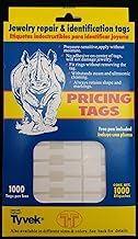 1000 Pcs White Price Tags Stickers 12mm Barbell Jewelry Display Rectangle Shape