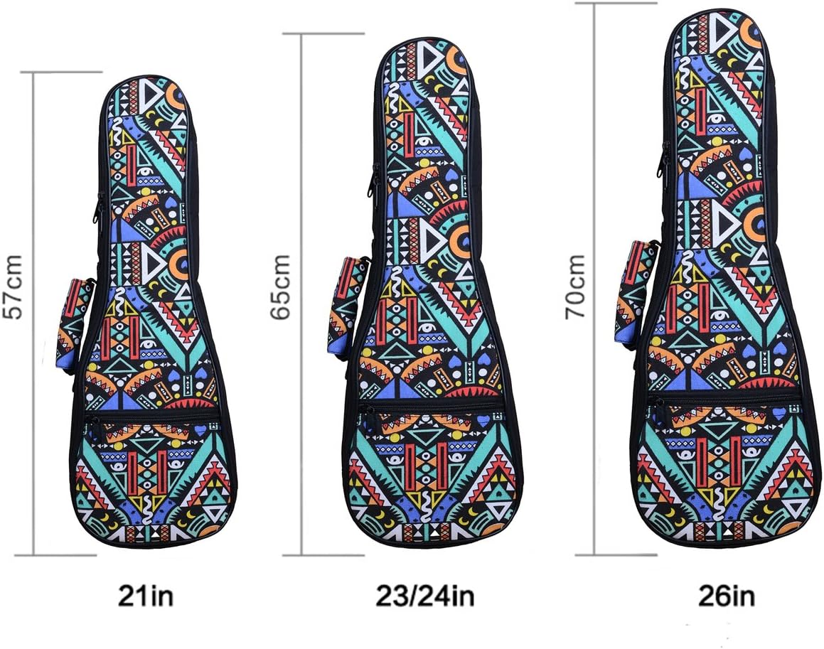 HOT SEAL 10MM Sponge Padding Waterproof Durable Colorful Conventional Ukulele Case Bag with Storage (21 Inch, Blue-Graffiti No.1)