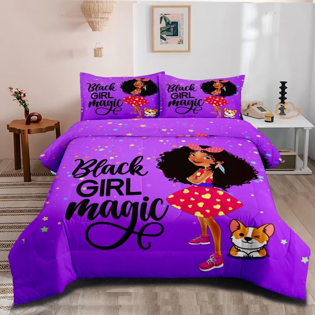 Amazon.com: Black Girl Magic Comforter Set, Twin Bed Comforter Sets for Girls,African American ...