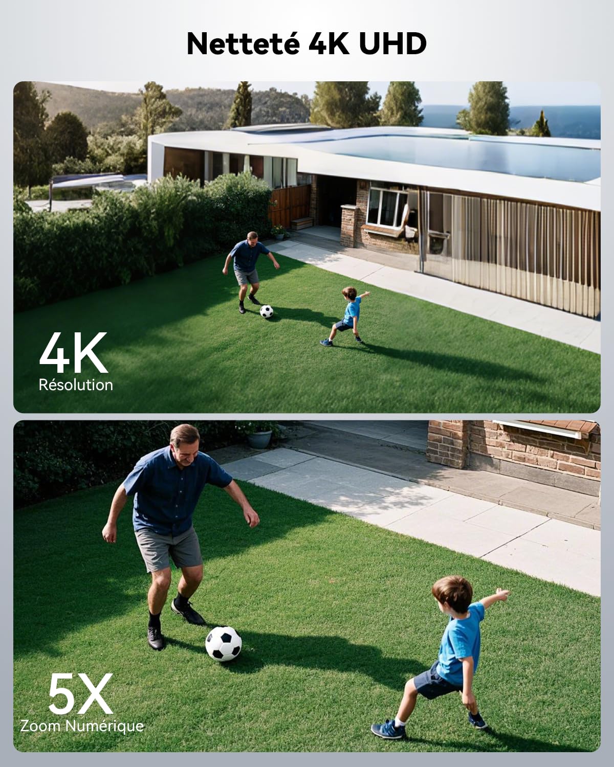COCOCAM 4K 8MP Camera Surveillance WiFi Exterieure sans Fil Solaire | à Panneau Solaire 6W, Vision Nocturne Couleur 4K, Reconnaissance par IA, Détection Humaine PIR, 355°P 90°T