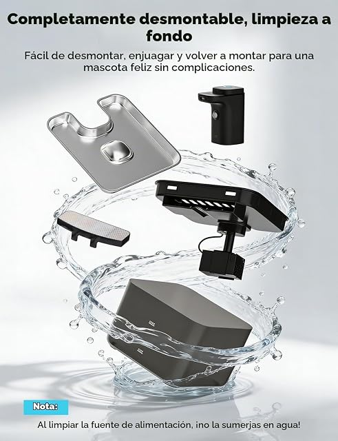 Foto 7 de 8 de KYG Fuente de Agua para Gatos Inalámbrica 3L, Bebedero Automático con Sensor de Movimiento