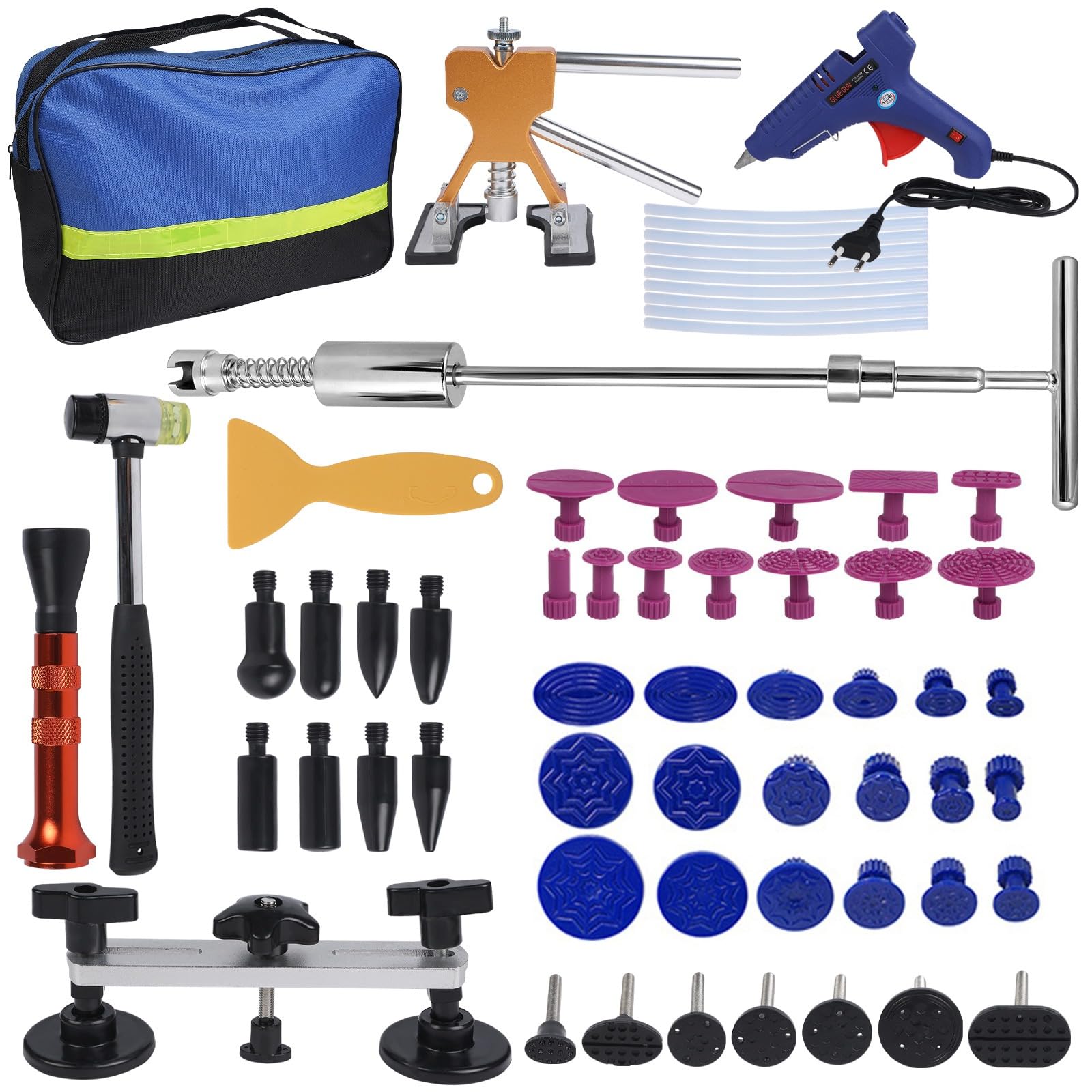 Dellen Reparatur Ausbeulwerkzeug Dent Puller Set,Auto Paintless Dellen Reparaturset Für Schäden durch Große Kleine Dellen,Lackfreies Dellen Reparaturset für Fahrzeug Dellen/Tür Dings