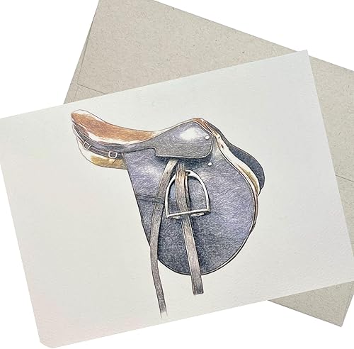 Whitman and Daughter Tarjeta de felicitación clásica inglesa de montar a caballo (7 x 5 pulgadas, 1 tarjeta, interior en blanco), tarjeta de