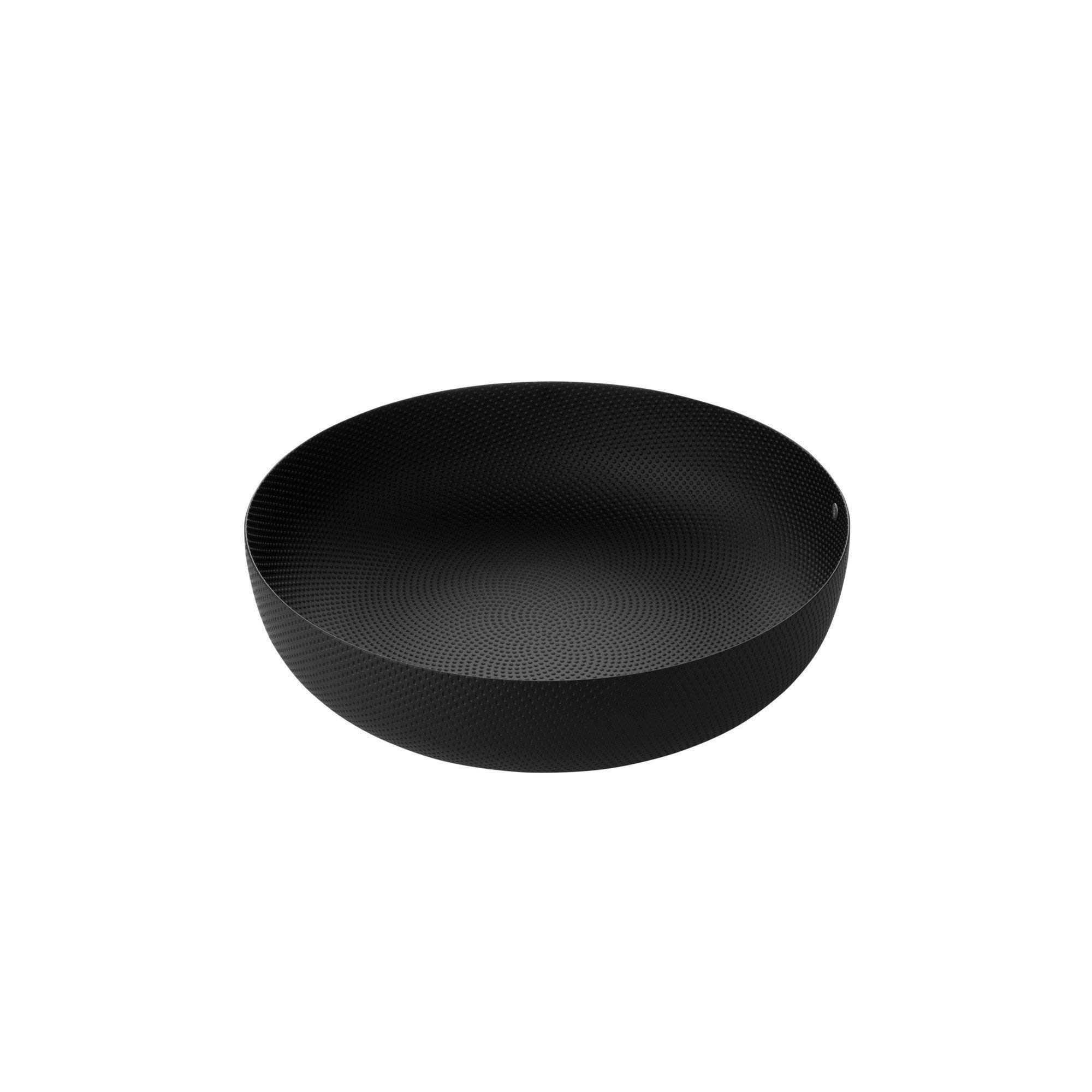 Alessi JM17/29 BT - Cestino Rotondo di Design in Acciaio Colorato con Resina Epossidica, Nero con Decoro a Rilievo