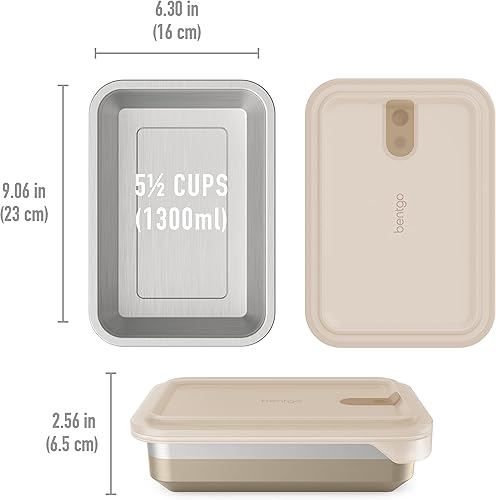 Miniatura 6 de Bentgo MicroSteel - Recipiente para calentar y comer, apto para microondas, sostenible y reutilizable, de acero inoxidable con tapa hermética para