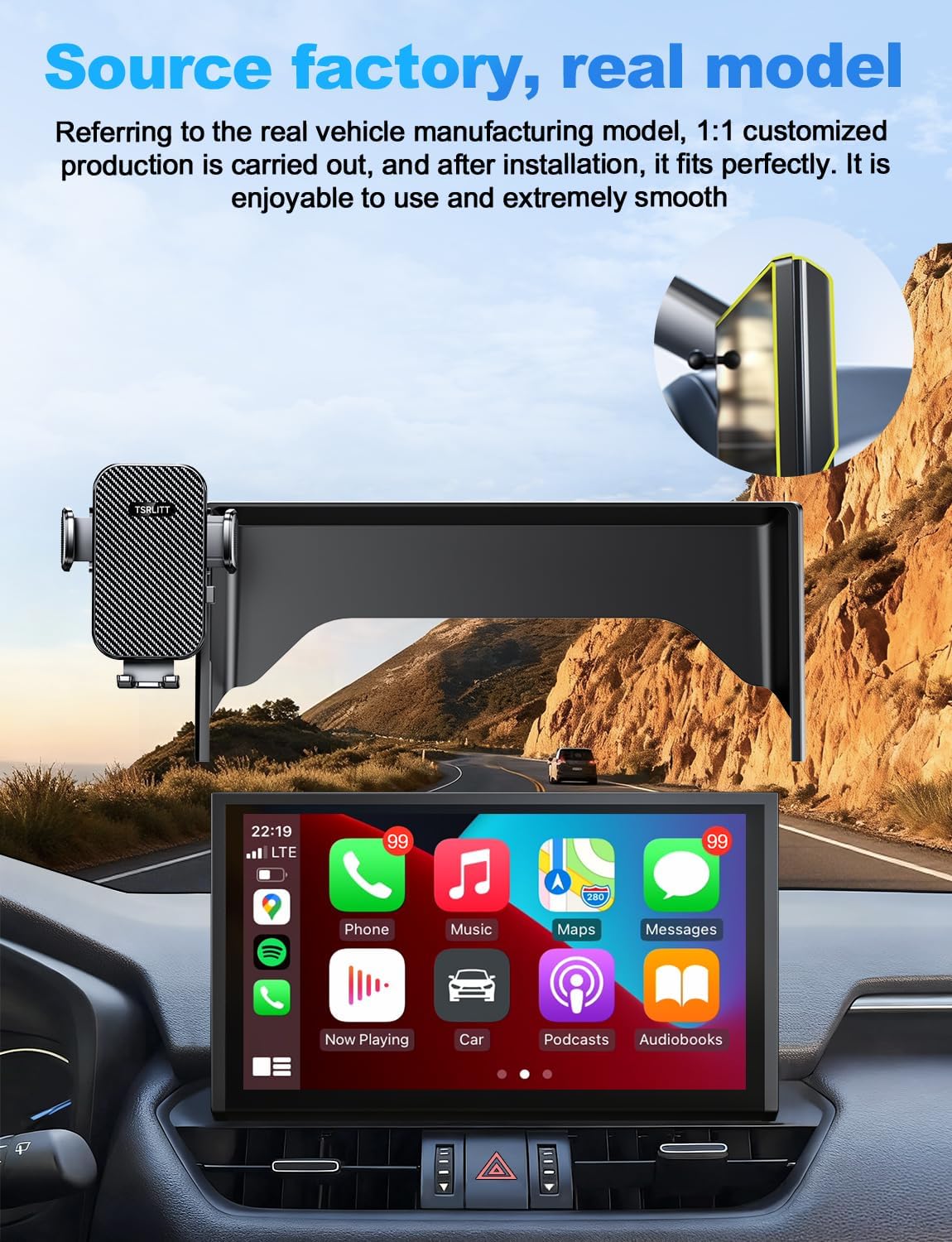 Car Phone Holder for Toyota Rav4 2019-2025 Accessories,8-Inch Screen Fixed Clip,Ultra-Stable Clip with Anti-Shake,360° Rotation Smart Phone Mount