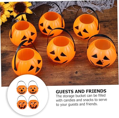 Miniatura 6 de 15 cubos de almacenamiento de calabaza de Halloween, cubos de plástico para trucos, estilos aleatorios para fiestas y decoraciones de Halloween