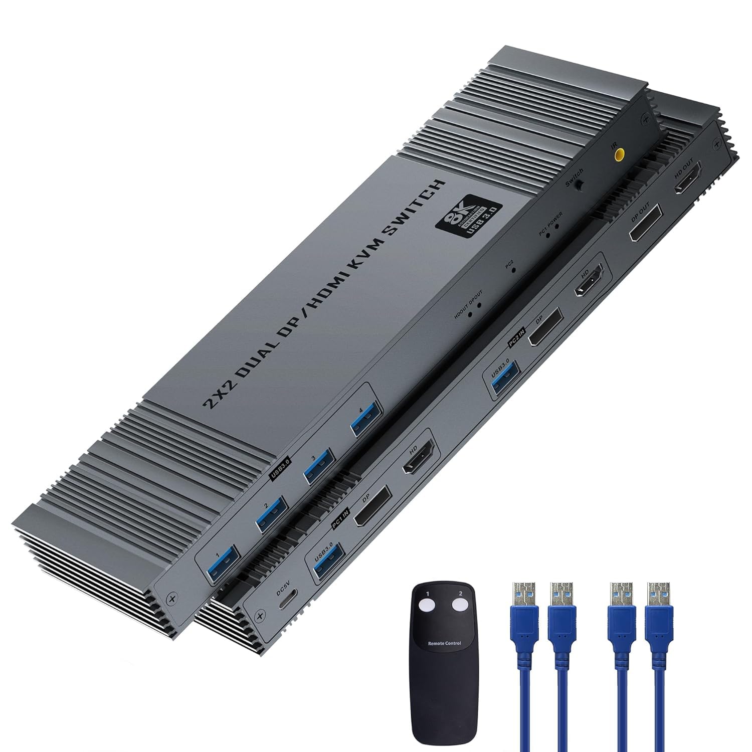 ETZIN 8K@60Hz HDMI+DP KVM Switch with 4-Port USB 3.0 Hub Dual HDMI Monitor KVM Switch for 2 Computers Supports Extended/Copy Mode, Keyboard & Mouse Sharing, Includes USB Cables & Remote EPL-1485H-image-22
